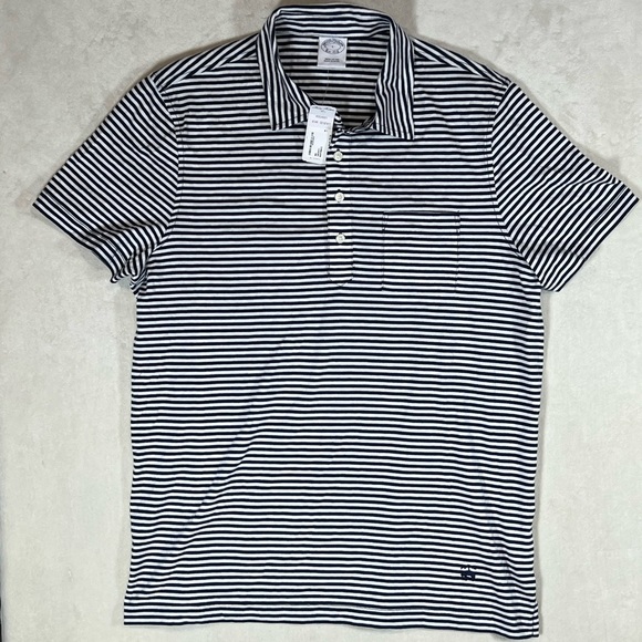 NWT Brooks Brothers Size Large Soft Lightweight Cotton Nautical Stripe Polo - Picture 2 of 9